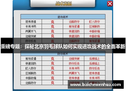 重磅专题:探秘北京羽毛球队如何实现进攻战术的全面革新